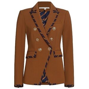 Veronica Beard Brown Striped Dickey Double-Breasted Blazer